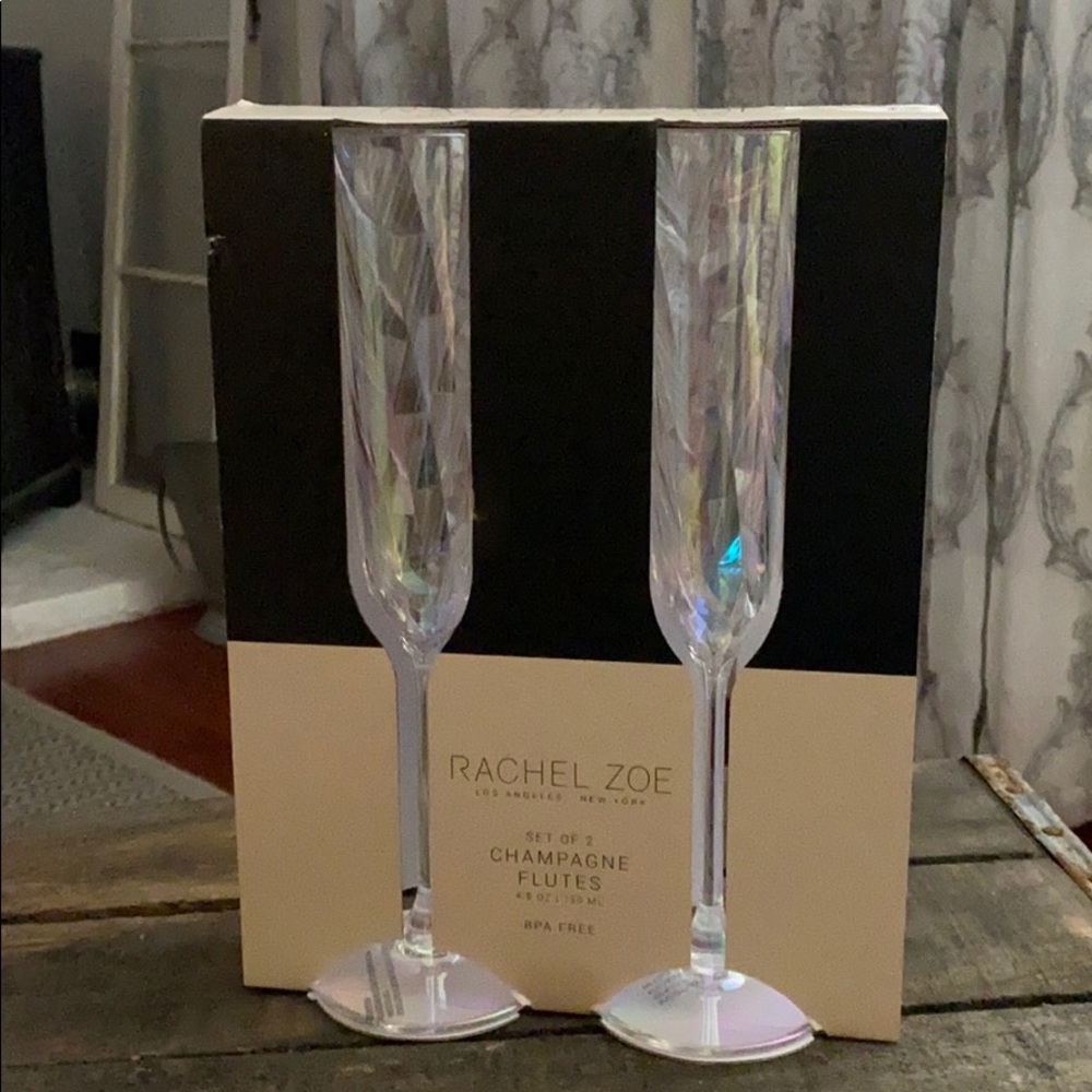 NEW - Rachel Zoe Iridescent Champagne Flutes